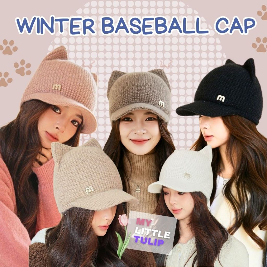 Topi Baseball Cap Winter Kucing / Hat Cap Cat Ear Winter / Topi Telinga Kucing Lucu / Topi Tebal Wan