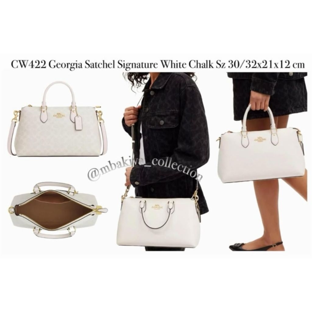 CO CW422 Georgia Satchel Signature White Chalk