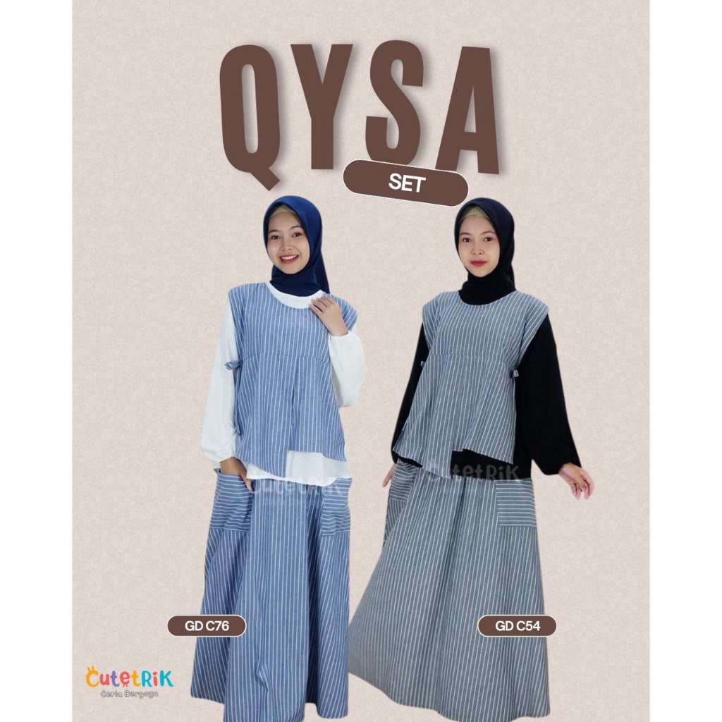 Baju Perempuan Setelan 3in1 Blus Tunik Rompi Set Rok Anak Remaja Dewasa One Set Qysa by Cutetrik I B