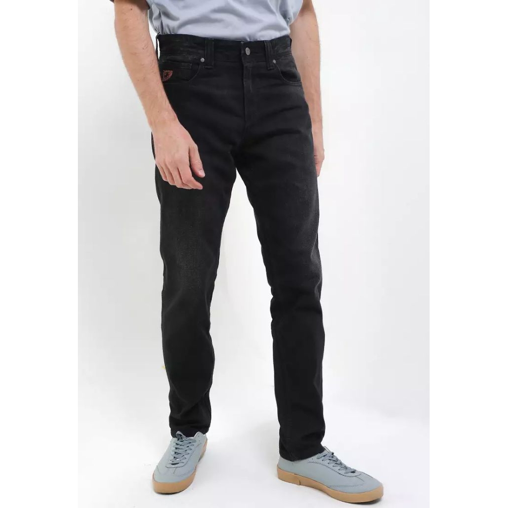 Fashion Slim Fit Denim Pants CFL117HB celana LOIS ORIGINAL PRIA JEANS HITAM BLACK