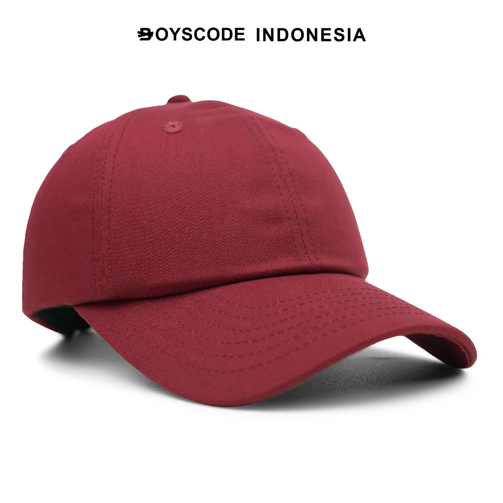 BOYSCODE Topi Baseball Polo Cap Basic Polos Premium Pria Wanita Unisex Merah Maroon / Topi Bisbol Po