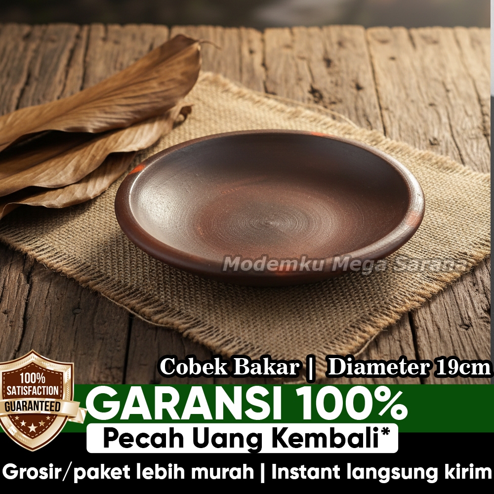 Cobek Tanah Liat Sambal Gami Tahan Panas Cowek Cawan Layah Piring Sambal Lalapan Gerabah - 19 cm