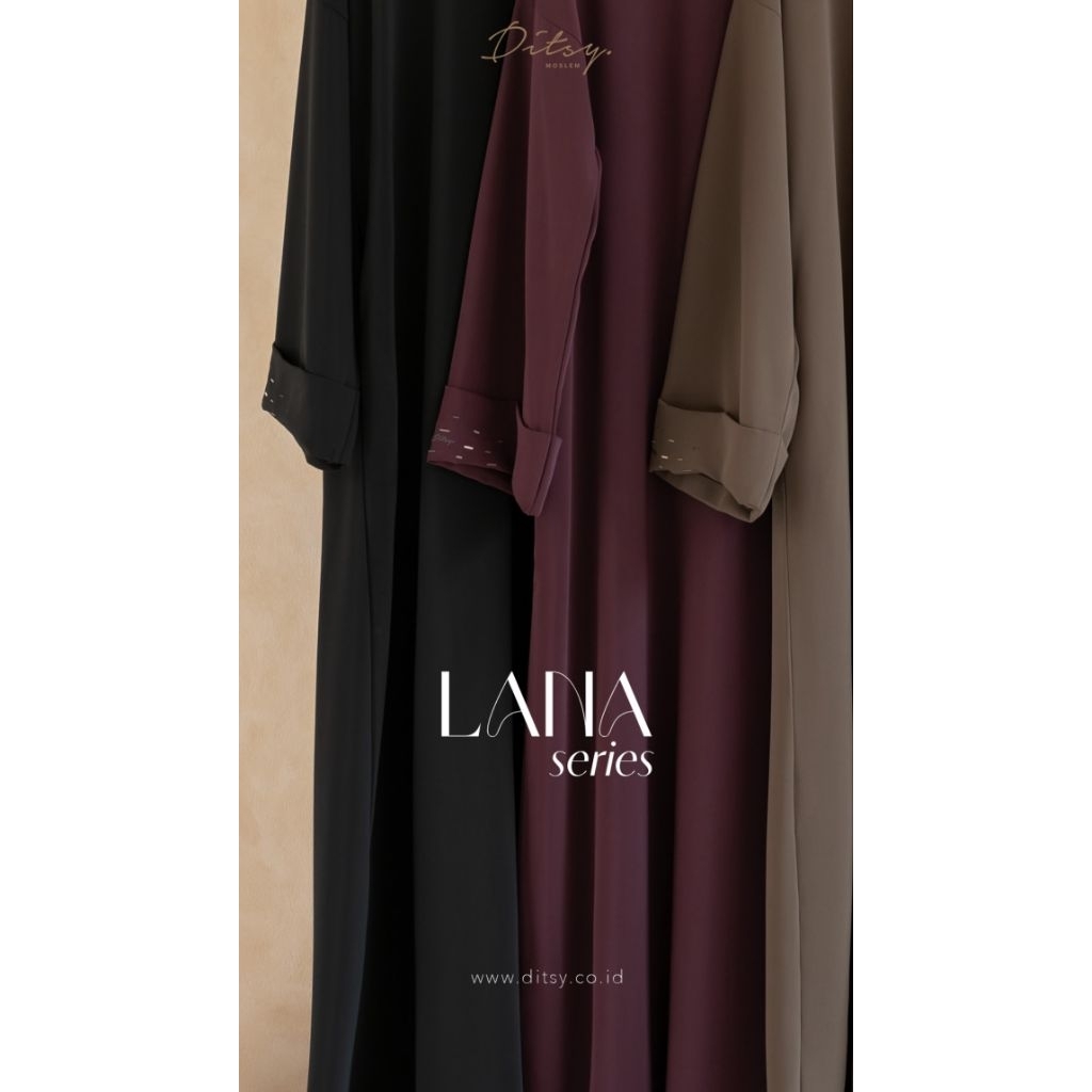 Lana Sepia Dark Cherry Ditsy Moslem Abaya