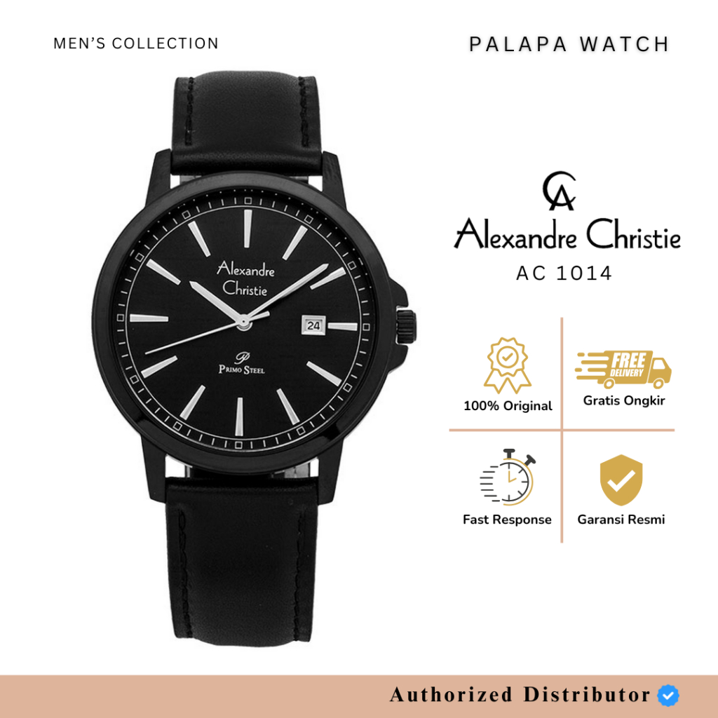 Jam Tangan Pria  Alexandre Christie AC 1014 / AC1014 Leather Original