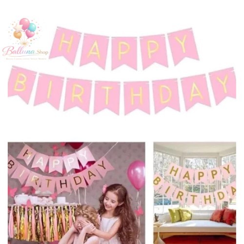 Banner Kilap Kertas Tulisan Happy Birthday Acara Ulang Tahun