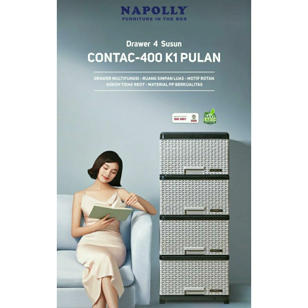 Napolly lemari plastik drawer/lemari laci slorokan 4susun