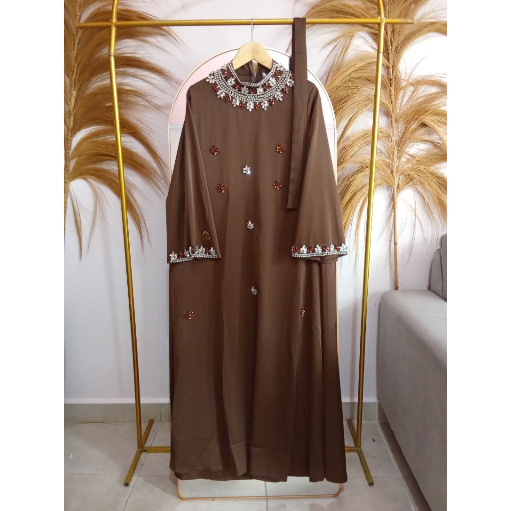 ShellaSaukia - GAMIS SATIN PAYET PREMIUM + BELT BY SHELLASAUKIA