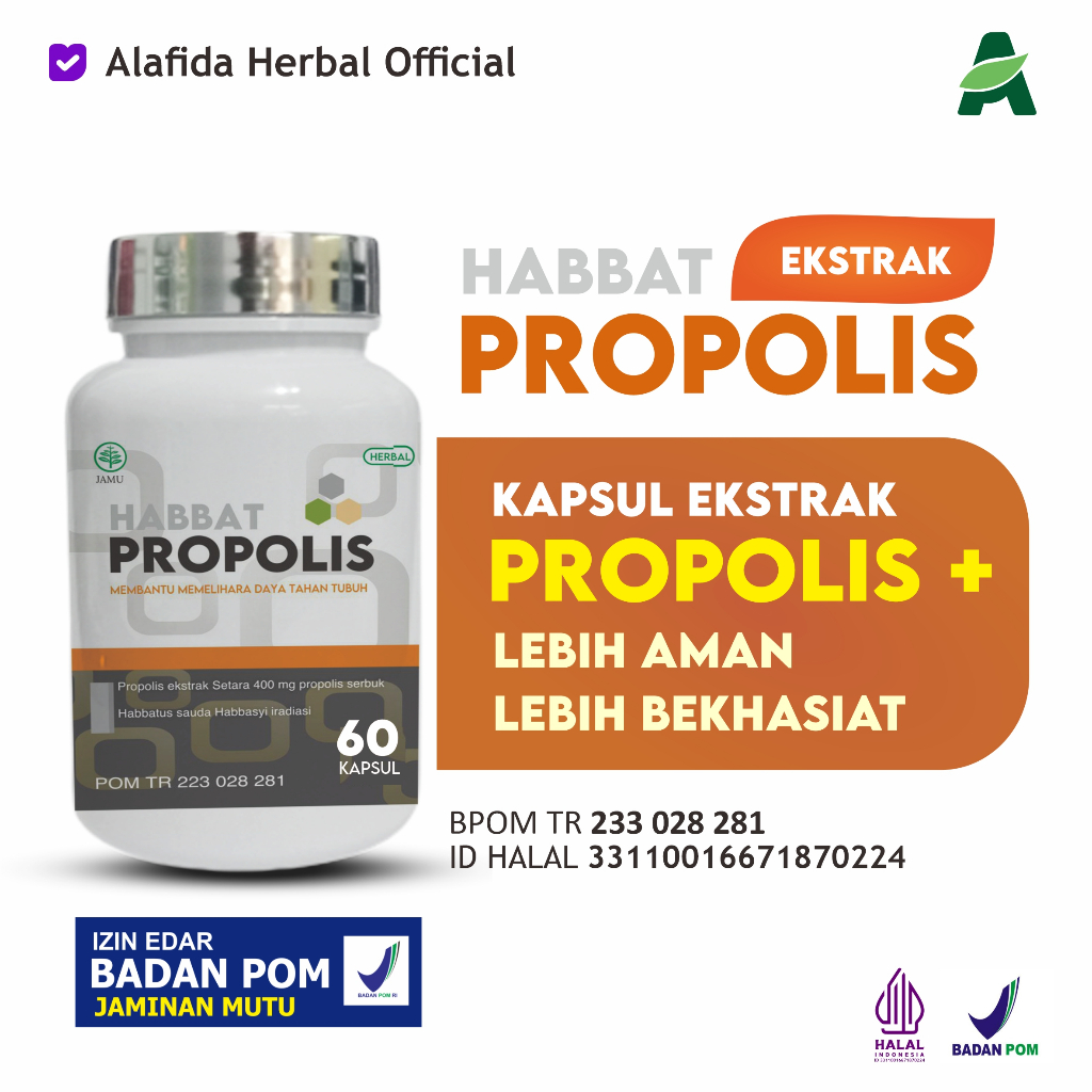 propolis kapsul alafida kapsul ekstrak Propolis premium plus habbat sauda