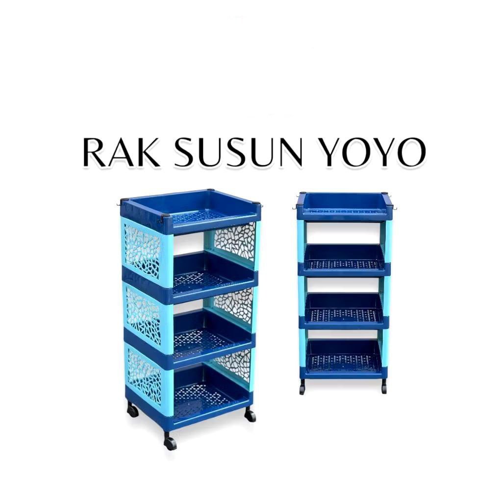 RAK ELCO /YOYO FAWSLINE YOYO Buana Happy Call TD Apartemen Plastik 4 Susun RODA Rak Serbaguna berat 