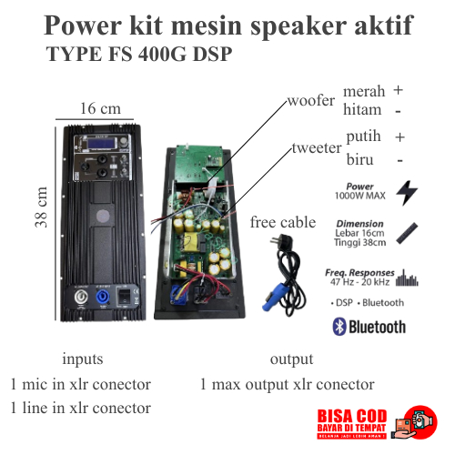 Power Kit Mesin Speaker Active FS-400G-DSP Bluetooth