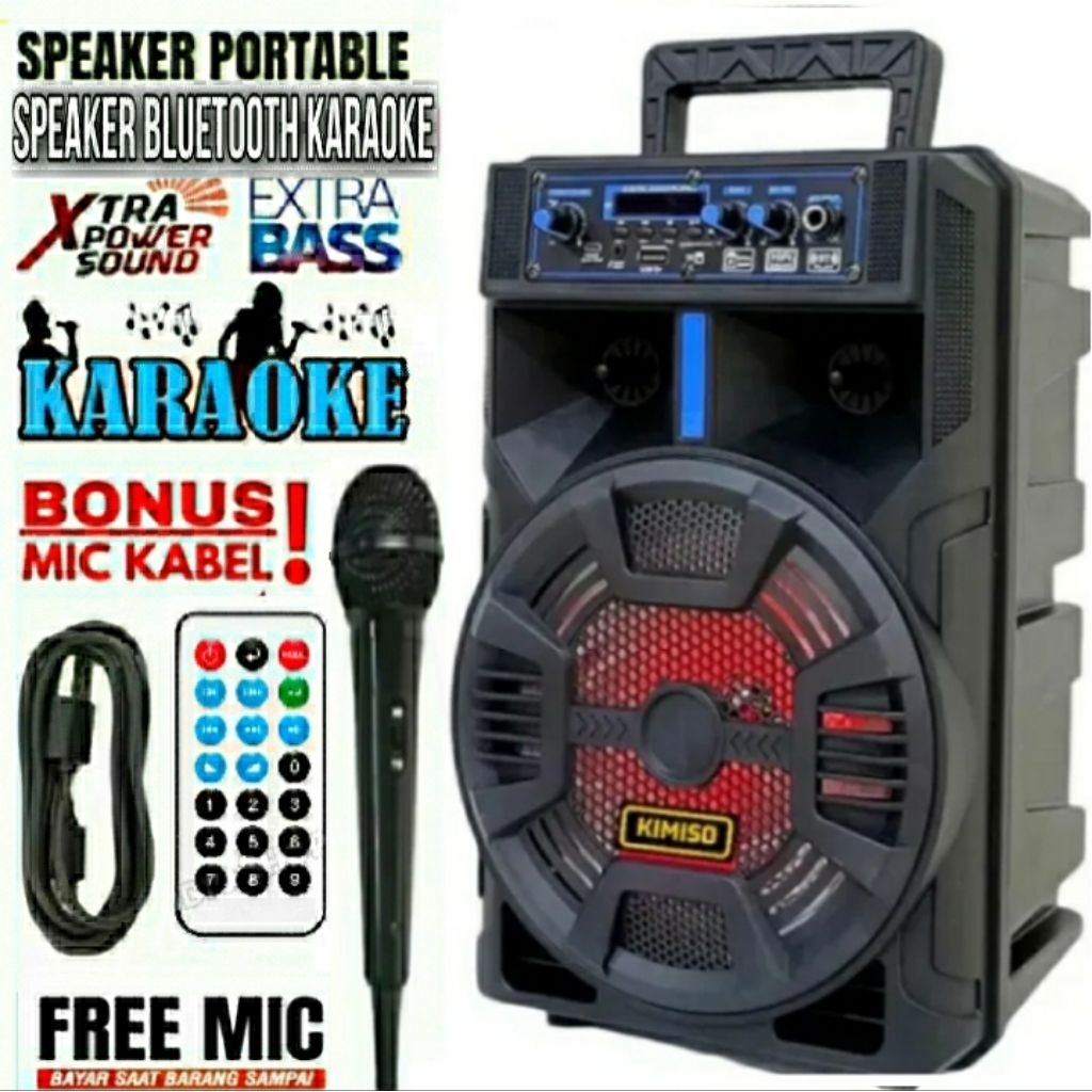 FFULL BASSS Speaker Bluetooth Kimiso 8.8inc Speaker Bluetooth Subwoofer aktif 7801 Super Bass Speake