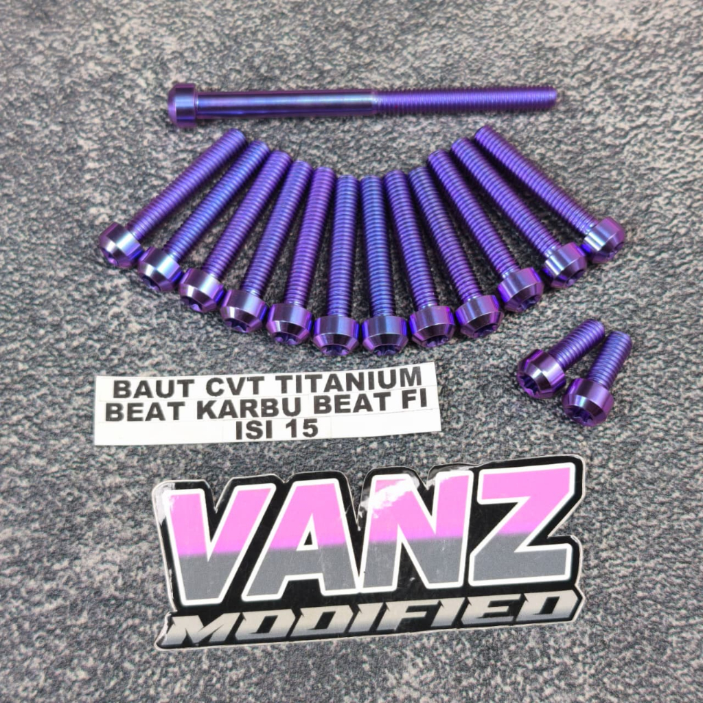Baut cvt titanium beat karbu / baut titanium cvt beat f1 / baut cvt titanium vario lama 110cc Isi 15