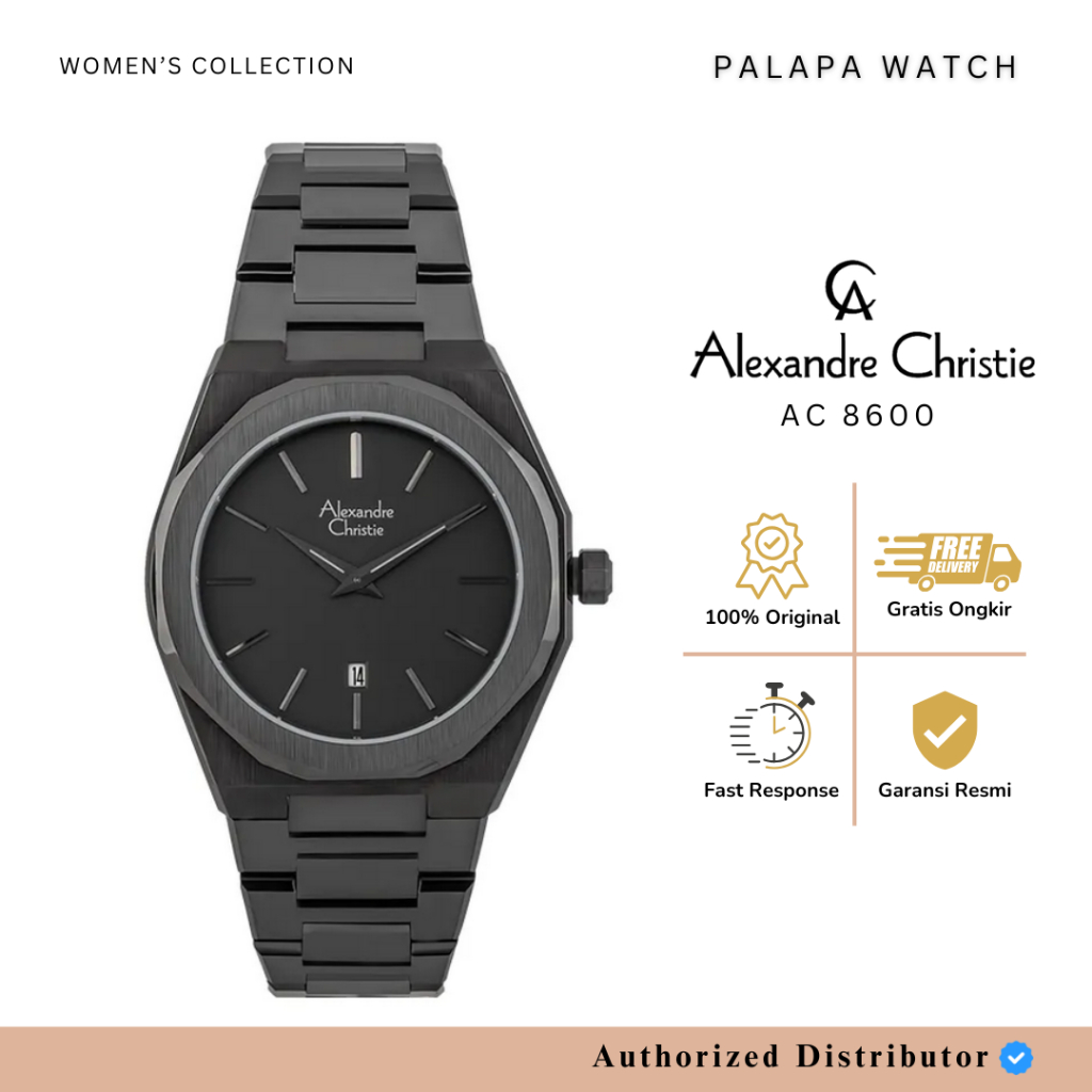 JAM TANGAN WANITA ALEXANDRE CHRISTIE AC 8600 / AC8600 FULL BLACK ORIGINAL