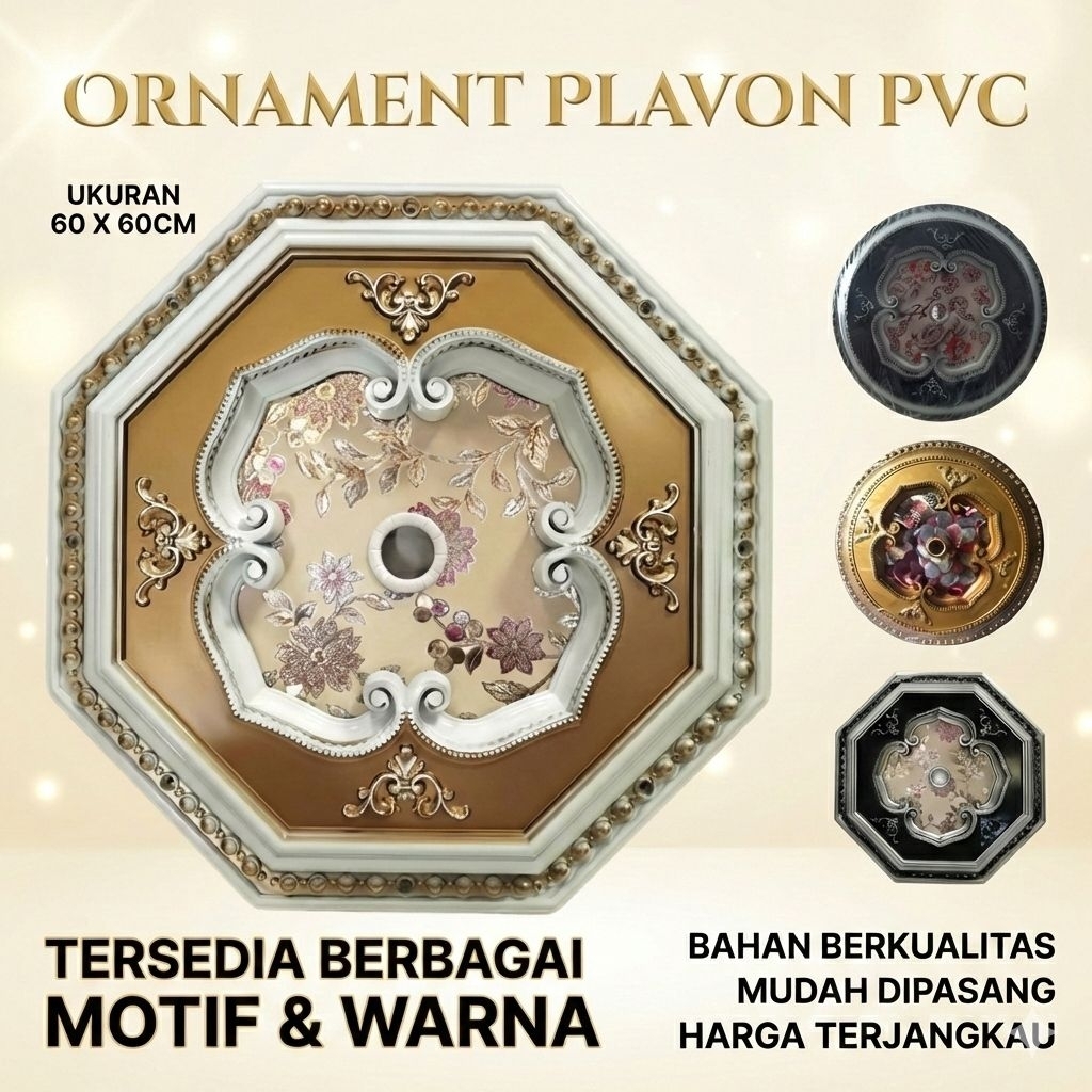 Ornamen Lampu Plafon PVC ukuran 60x60cm