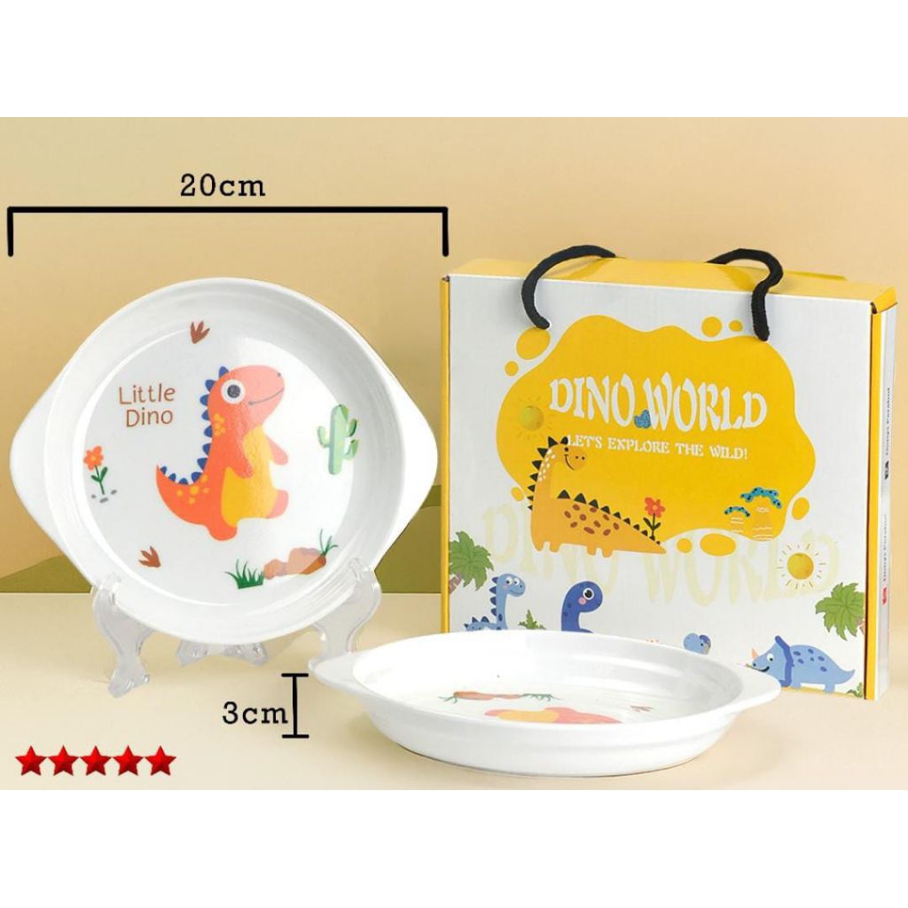 Piring Dino Melamin Motif Lucu Anak