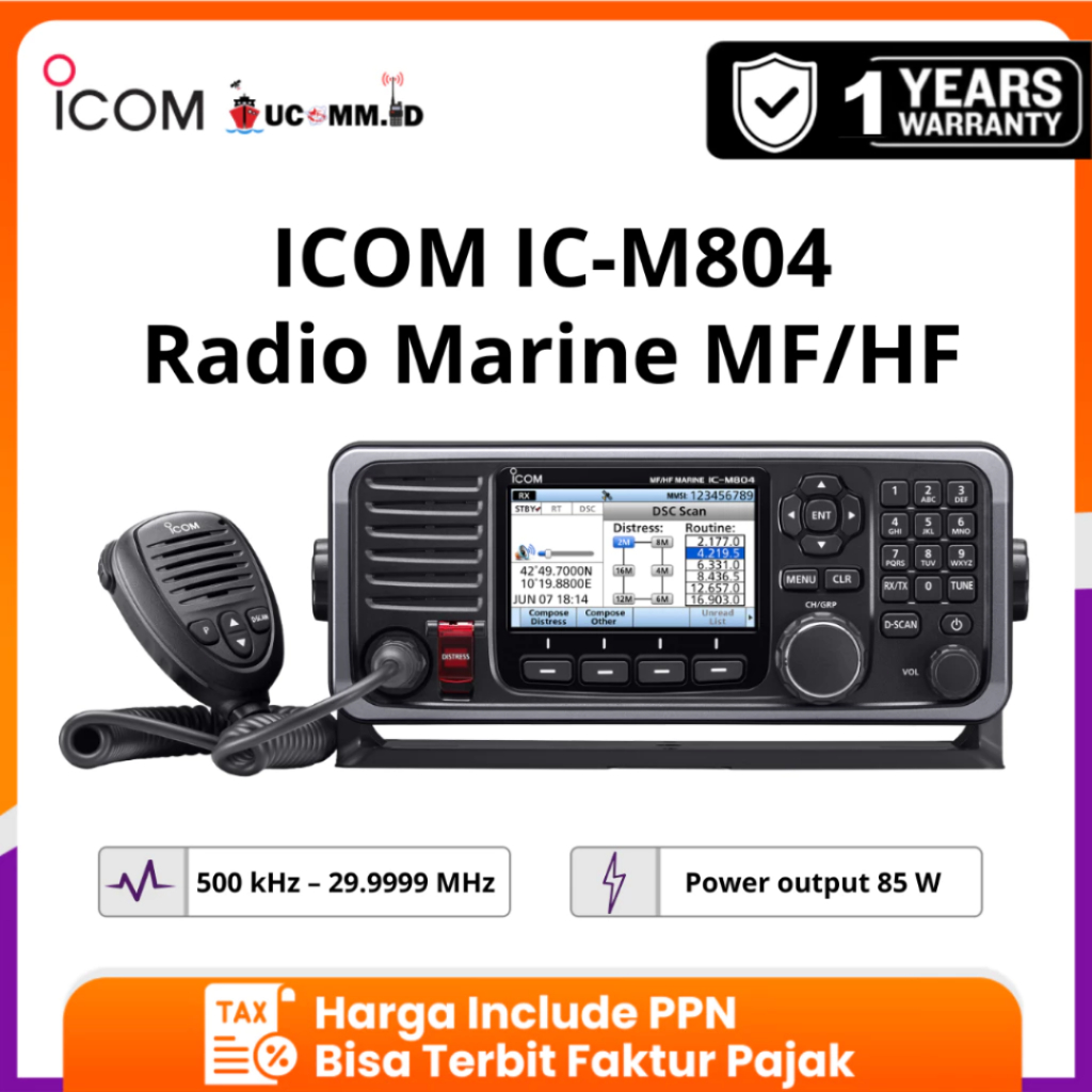 Icom Ic M804 MF HF DSC Marine SSB Icom 804 Hf  Original Garansi 1 Tahun