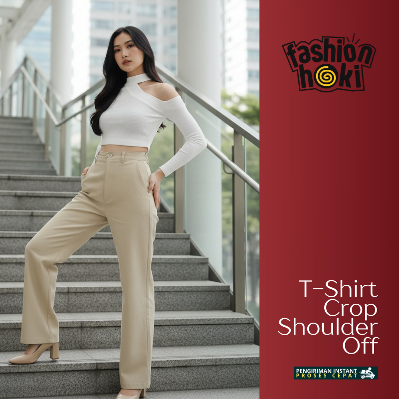 Atasan Baju Wanita Crop Shoulder Off Korean Style Trend Terbaru Kekinian Fashion Hoki Jogja