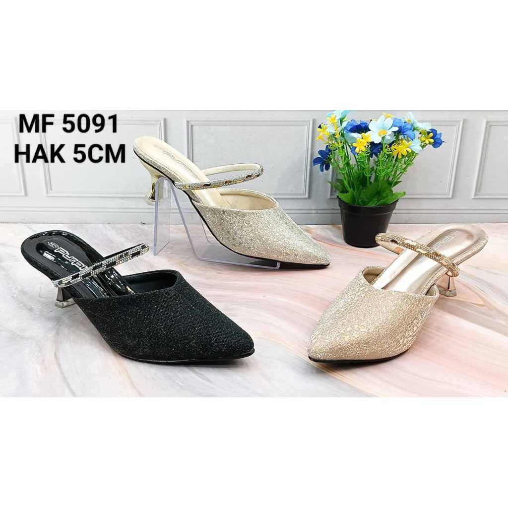 PURPLE - MF.5091 - SELOP GLITTER HEELS 5cm - SELOP PESTA WANITA