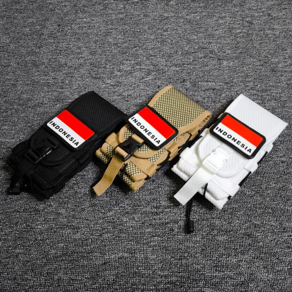 Sarung Hp Tactical Logo Patch Rubber Bendera Indonesia