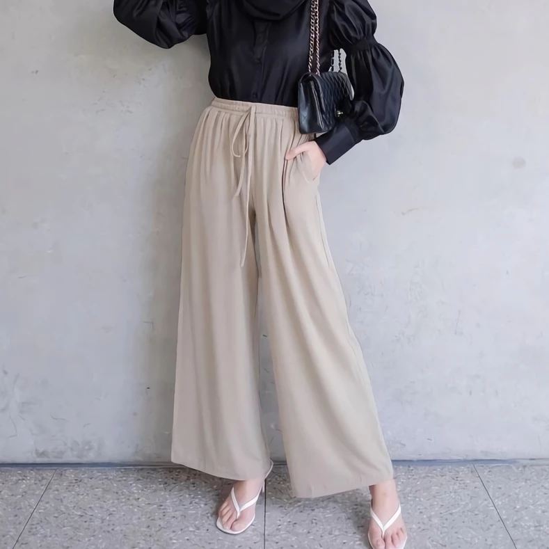 Kulot Rayon Twill Premium Jumbo - Celana Polos Wanita Highwaist _ Kulot Rayon Premium Elastis