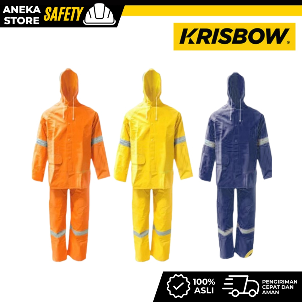 KRISBOW Jas Hujan Pvc Dengan Reflector RAINSUIT HODDIE