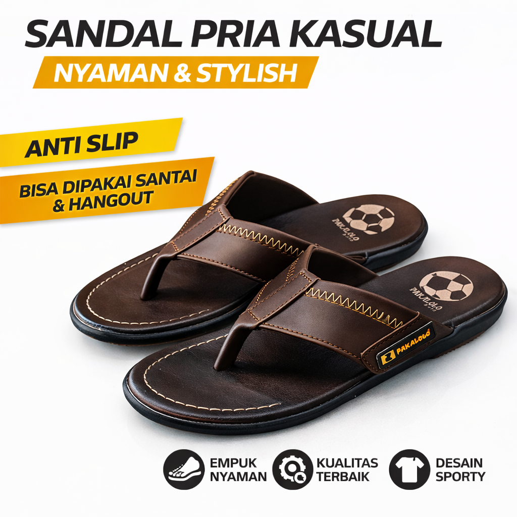 Sandal Kulit Pakalolo Karang-05 100% ORIGINAL Sandal Pria Japit - Sendal Jepit Pakalolo N2351
