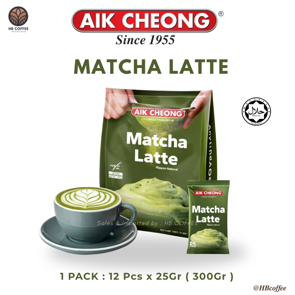 AIK CHEONG MATCHA LATTE / GREEN TEA Cafe Art (25g x 12 Sachets)