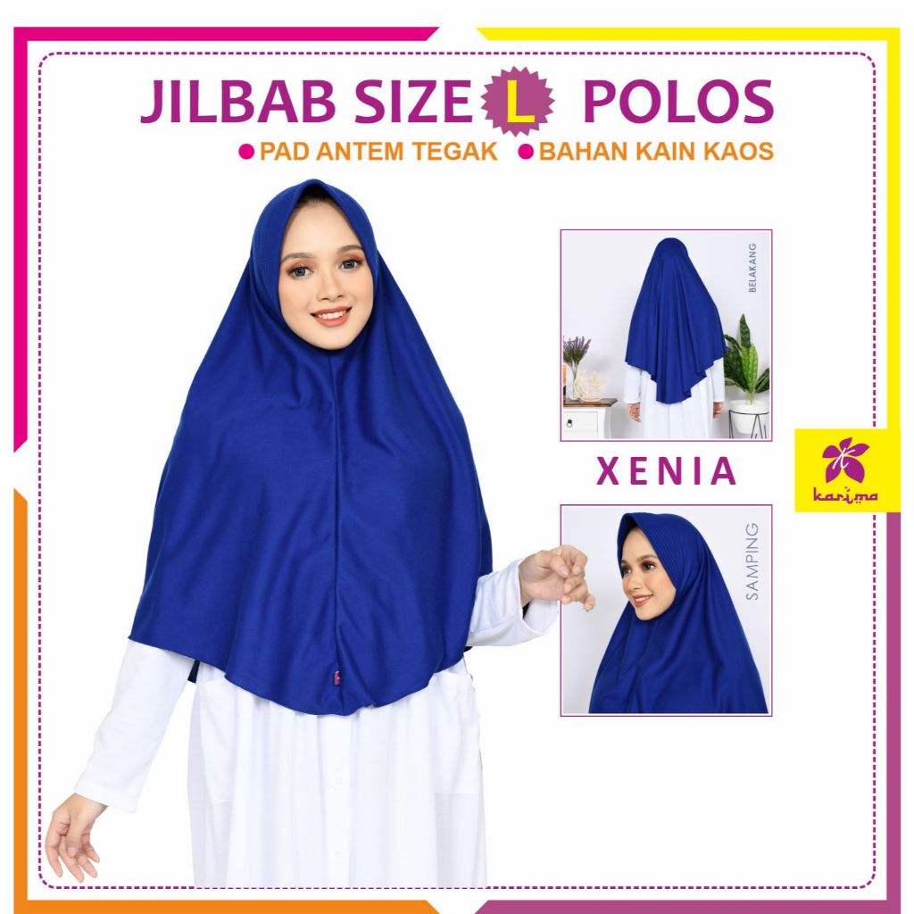 KARIMA Jilbab Instan Bergo  Size L  Bahan Kaos /Kerudung Harian Xenia /Daily Hijab/Khimar Syari Ped 