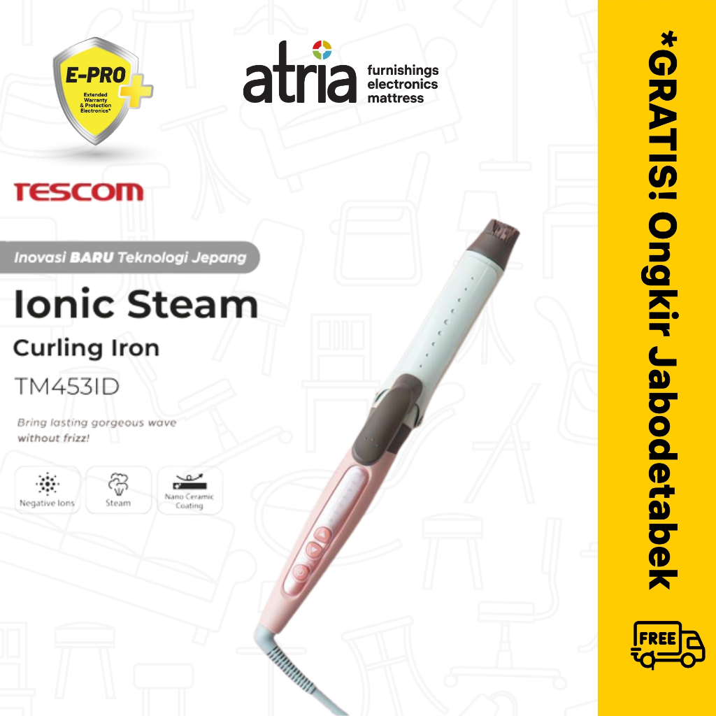 Tescom Ionic Steam Curling Iron/Pengeriting Rambut Dengan Uap TM453ID