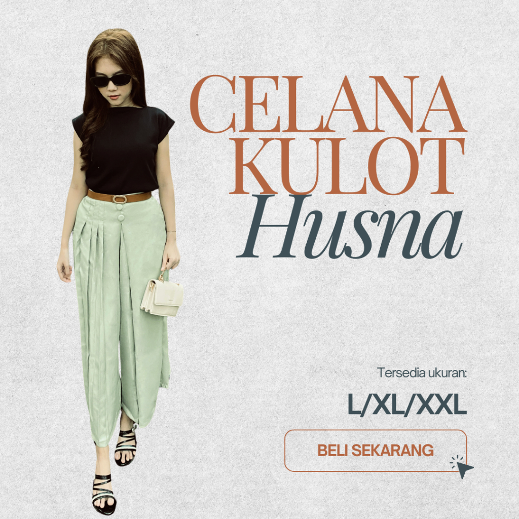 Celana Kulot Rok Wanita Sopan Elegan Bahan Moscrepe Premium Husna Original