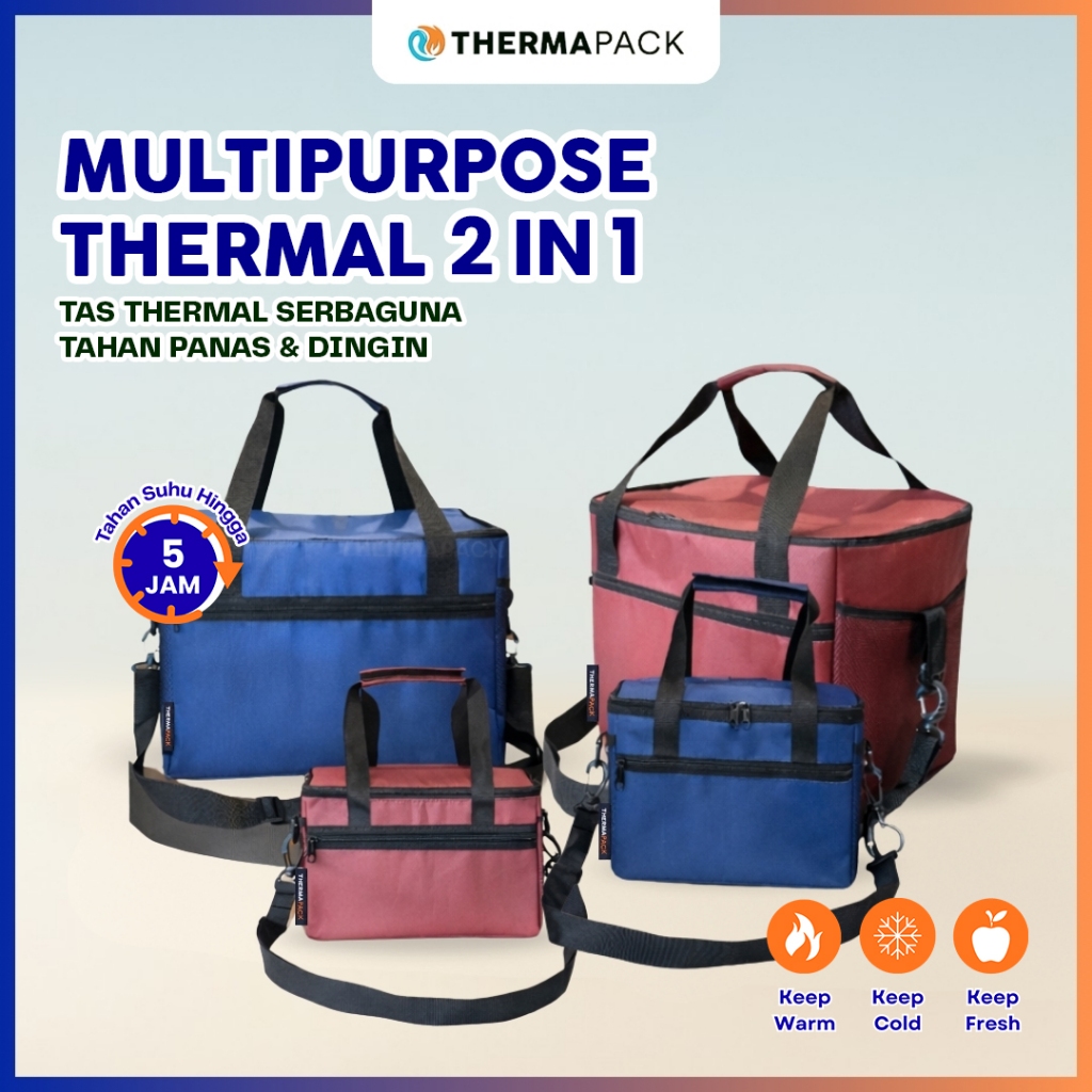 ThermaPack Premium Thermal 2 IN 1 - Multipurpose Cooler Bag cocok untuk Tas Piknik atau Tas Kurir