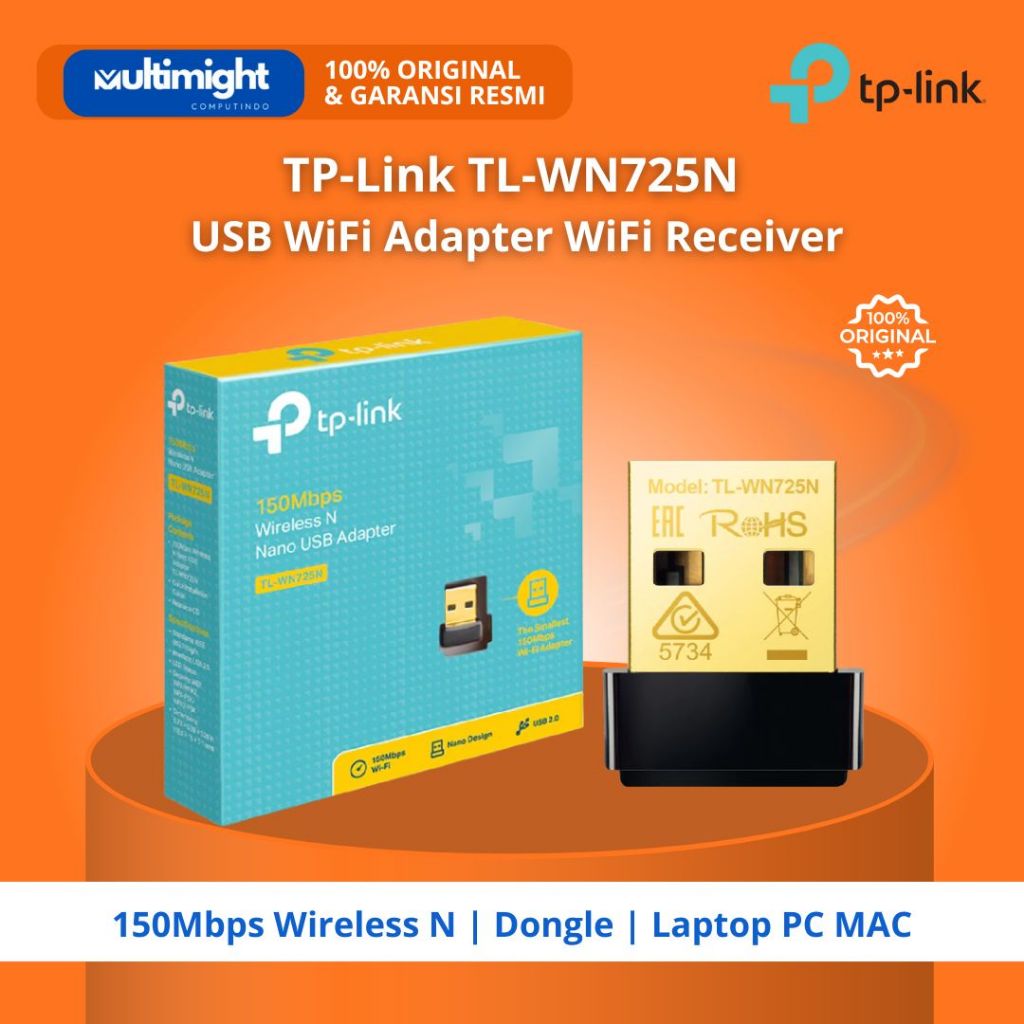 TP-Link TL-WN725N | USB WiFi Adapter | WiFi Receiver | 150Mbps Wireless N | Dongle | Laptop PC MAC