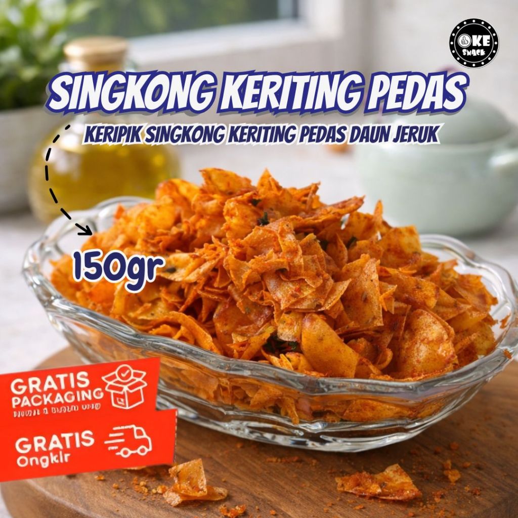 Keripik Singkong Keriting Pedas Daun Jeruk 150gr