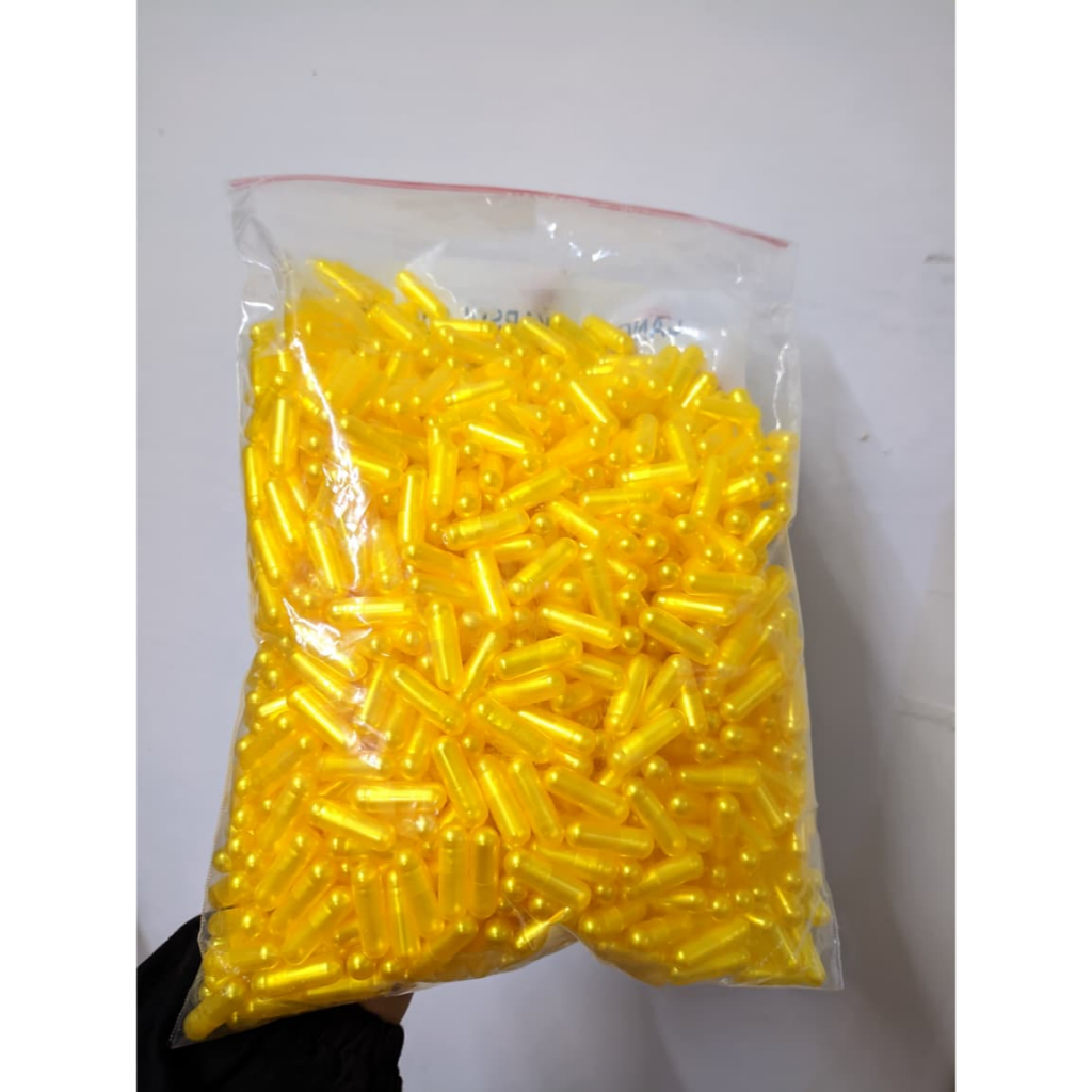 Cangkang Kapsul Kosong Ukuran 0 Warna Kuning Metalik Isi 1000pcs