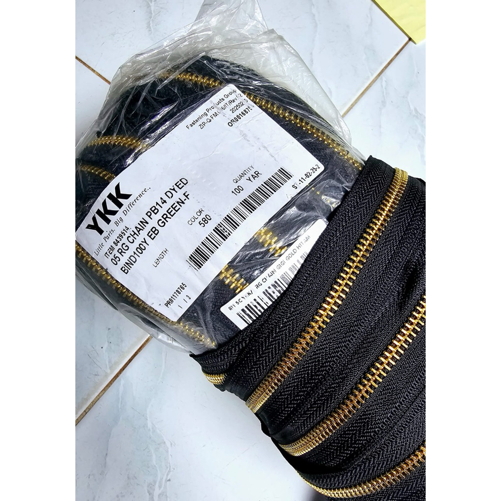 Resleting Zipper YKK Besi TERMURAH / Resleting YKK Gigi Besi Warna Gold No 5 / Harga 1 Meter