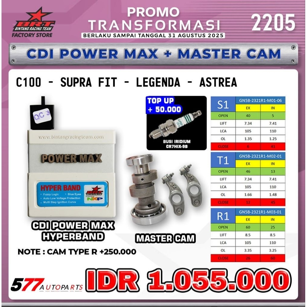 Cdi PowerMax + Master Cam + Rra BRT C100, Supra Fit, Legenda, Astrea BINTANG RACING TEAM
