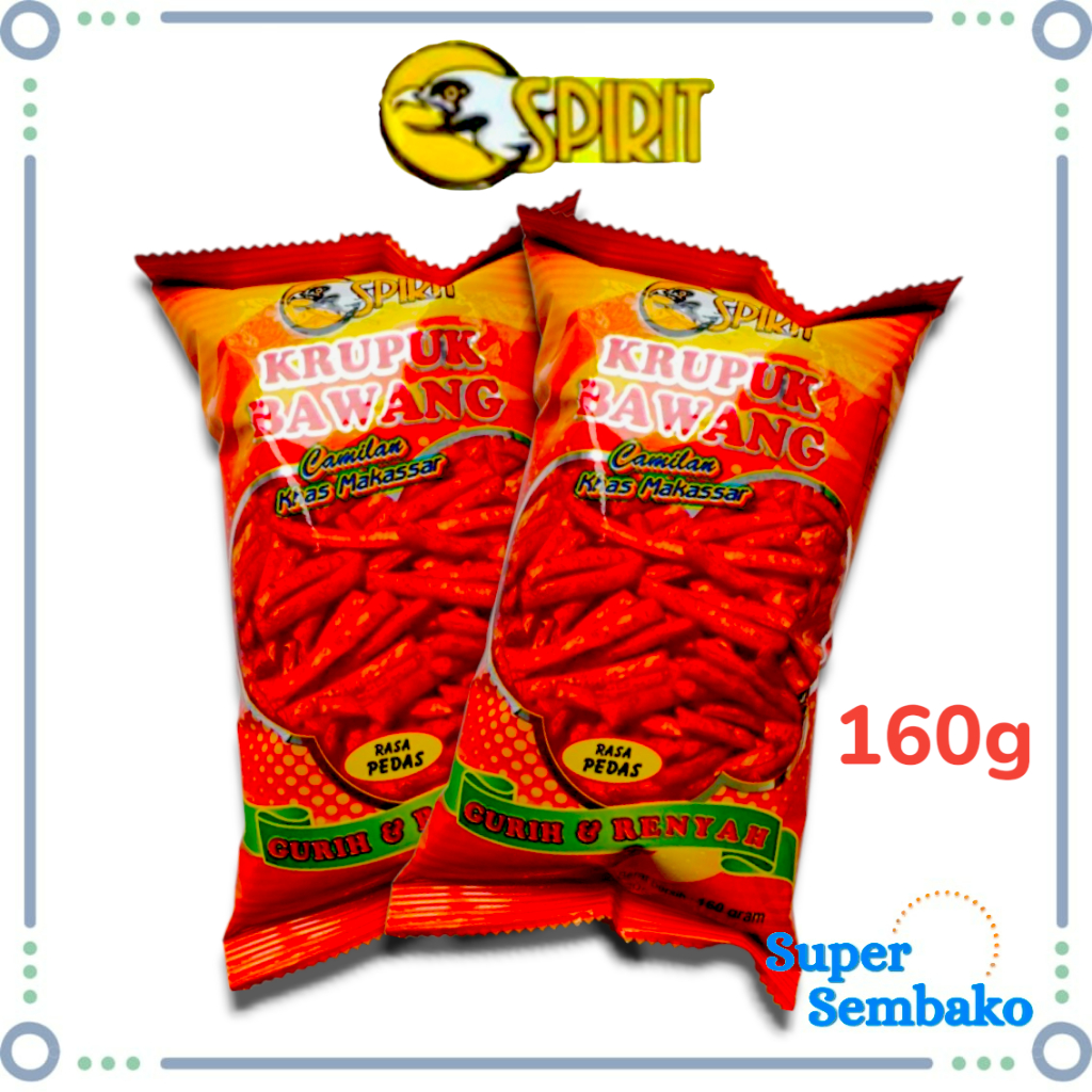 Snack Stik Kerupuk Bawang Cap Spirit Rasa Pedas & Original 160g Oleh Oleh Khas Makassar Grosir