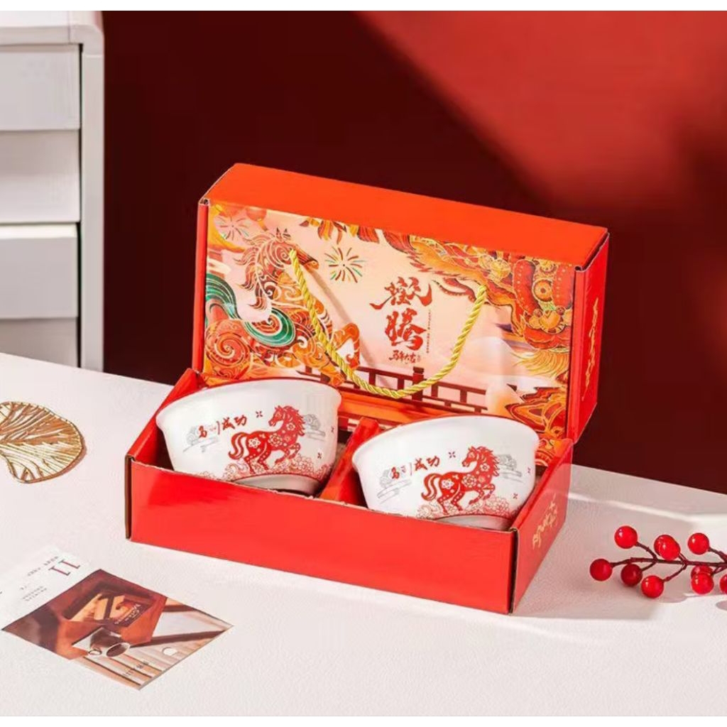 [READYSTOCK HAMPERS CNY] MANGKOK & SUMPIT ISI 2 GAMBAR KUDA // HAMPERS TAHUN KUDA // HAMPERS MANGKOK