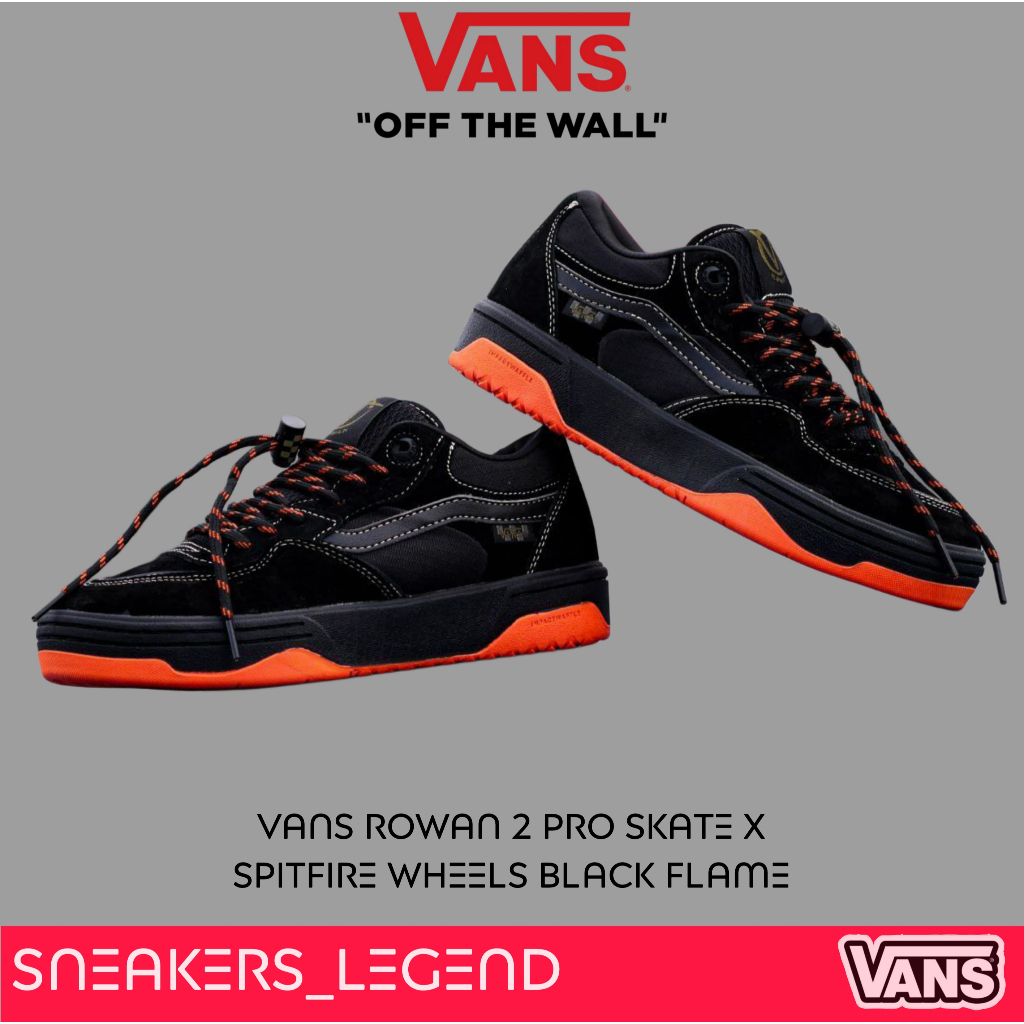 Vans Rowan 2 Pro Skate x Spitfire Wheels Black Flame Original 100% Free Paperbag Sticker Cod Bnib Ga