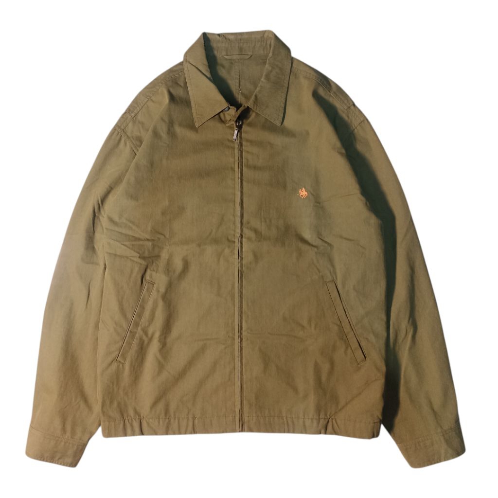 Polo Jaket Casual Harrington Pria Wanita - Hijau Army Size XL