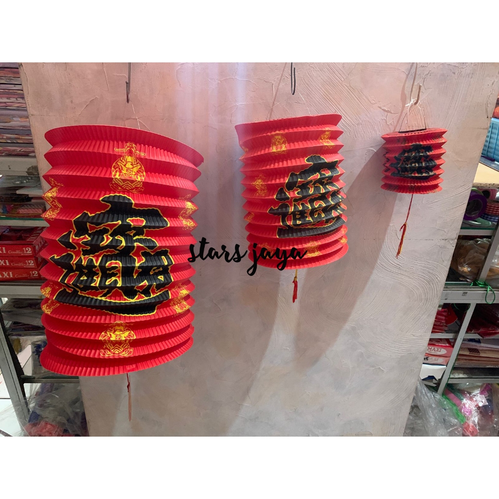 Dekorasi Imlek, Lampion Kertas FU Serut, Lampion Harmonika, Gantungan