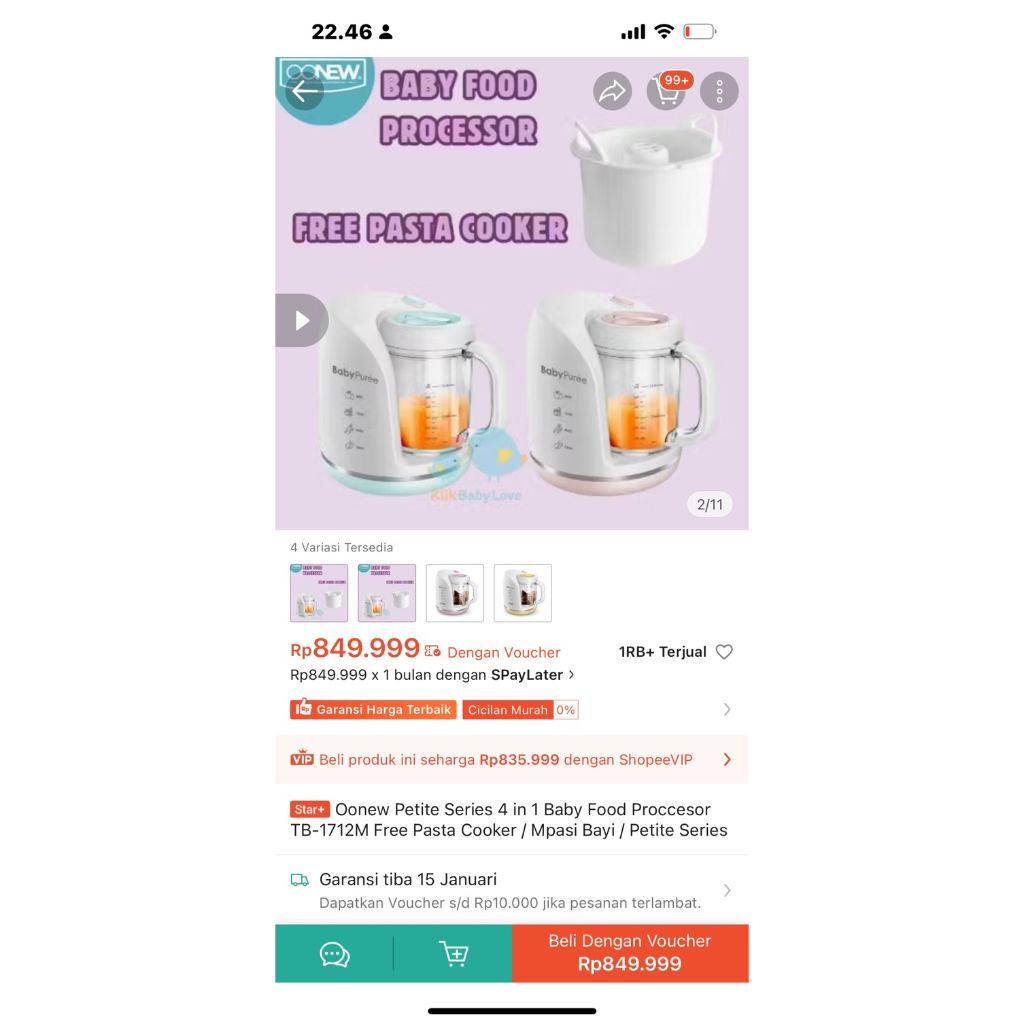 Preloved Food Processor Oonew 4in1