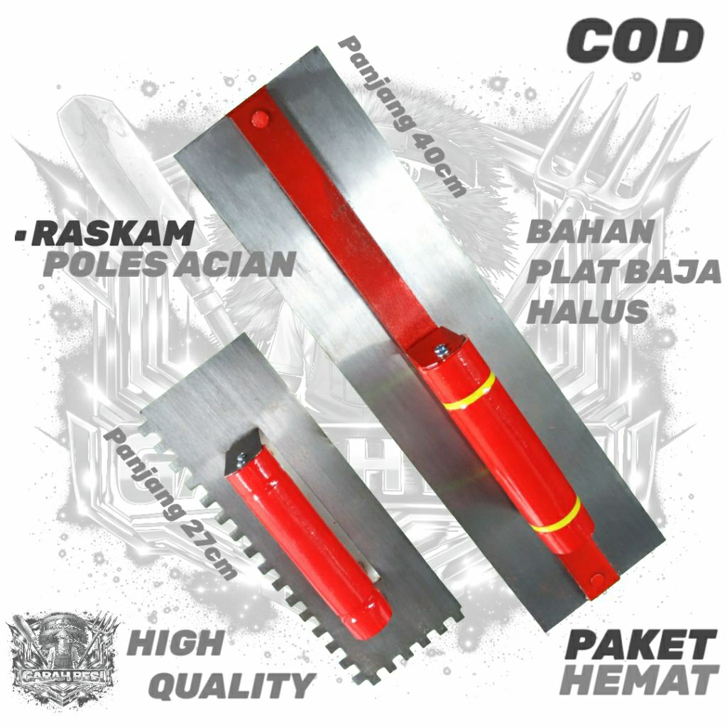 PAKET HEMAT raskam poles acian 40cm + raskam gerigi 27cm plat baja halus
