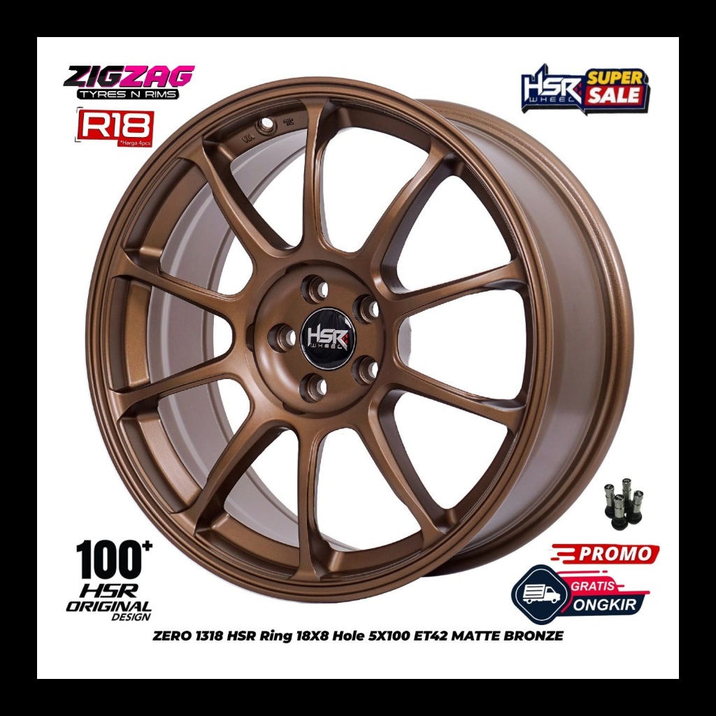 Velek Mobil Sporty R18 HSR Matte Bronze 4Pcs Velg Racing Ring 18 PCD 5X100 HSR Zero