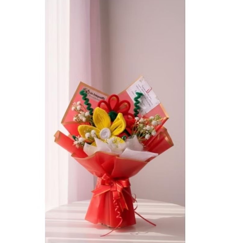 Sunflo bouquet || Bouquet kawat bulu