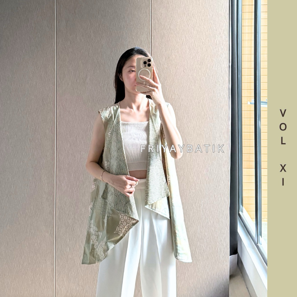 Ziniya Sleeveless Outer Batik / Cardigan Panjang Batik Modern Wanita