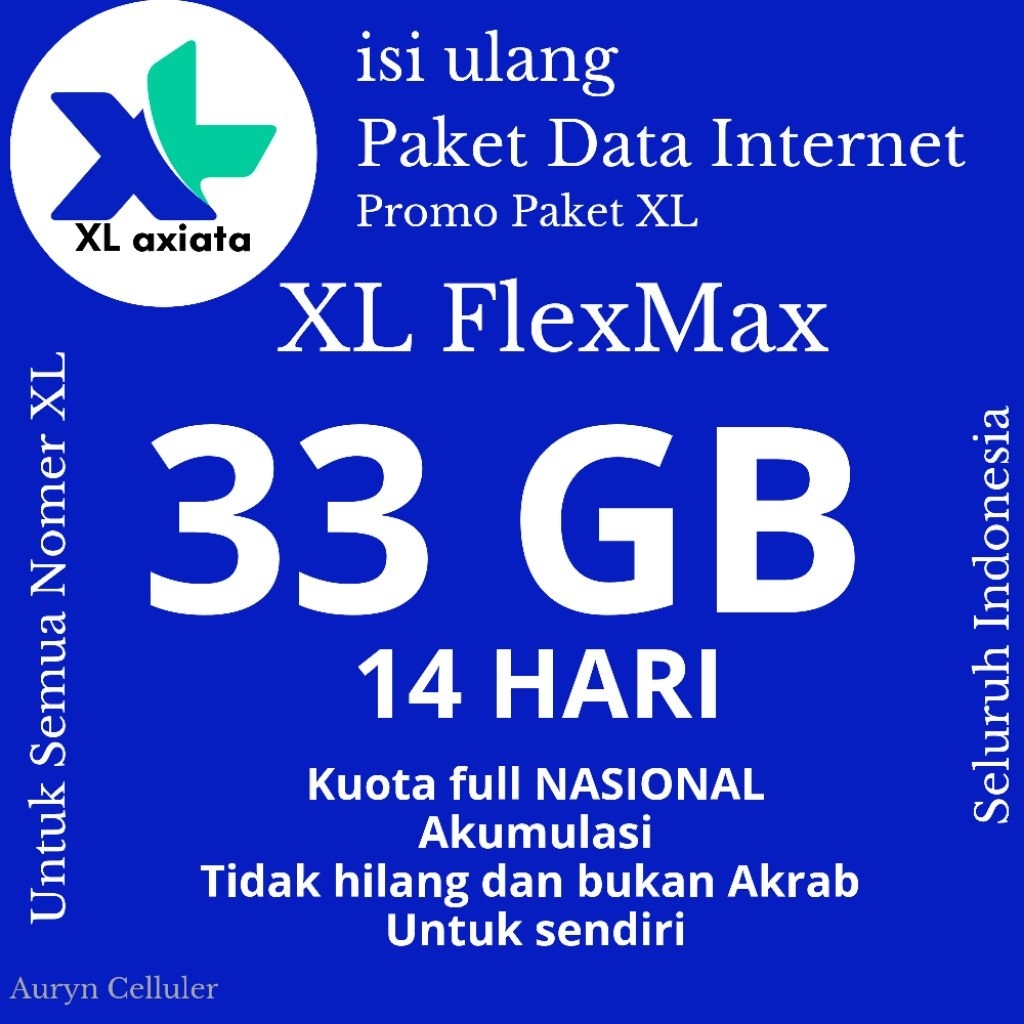 XL Paket Data Internet Full 33gb isi ulang