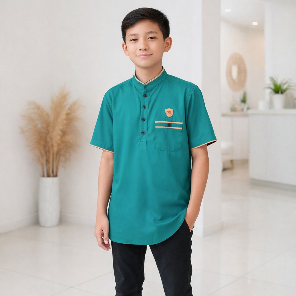 Baju Koko Lengan Pendek Anak Laki Laki Kurta Remaja 10 - 15 tahun