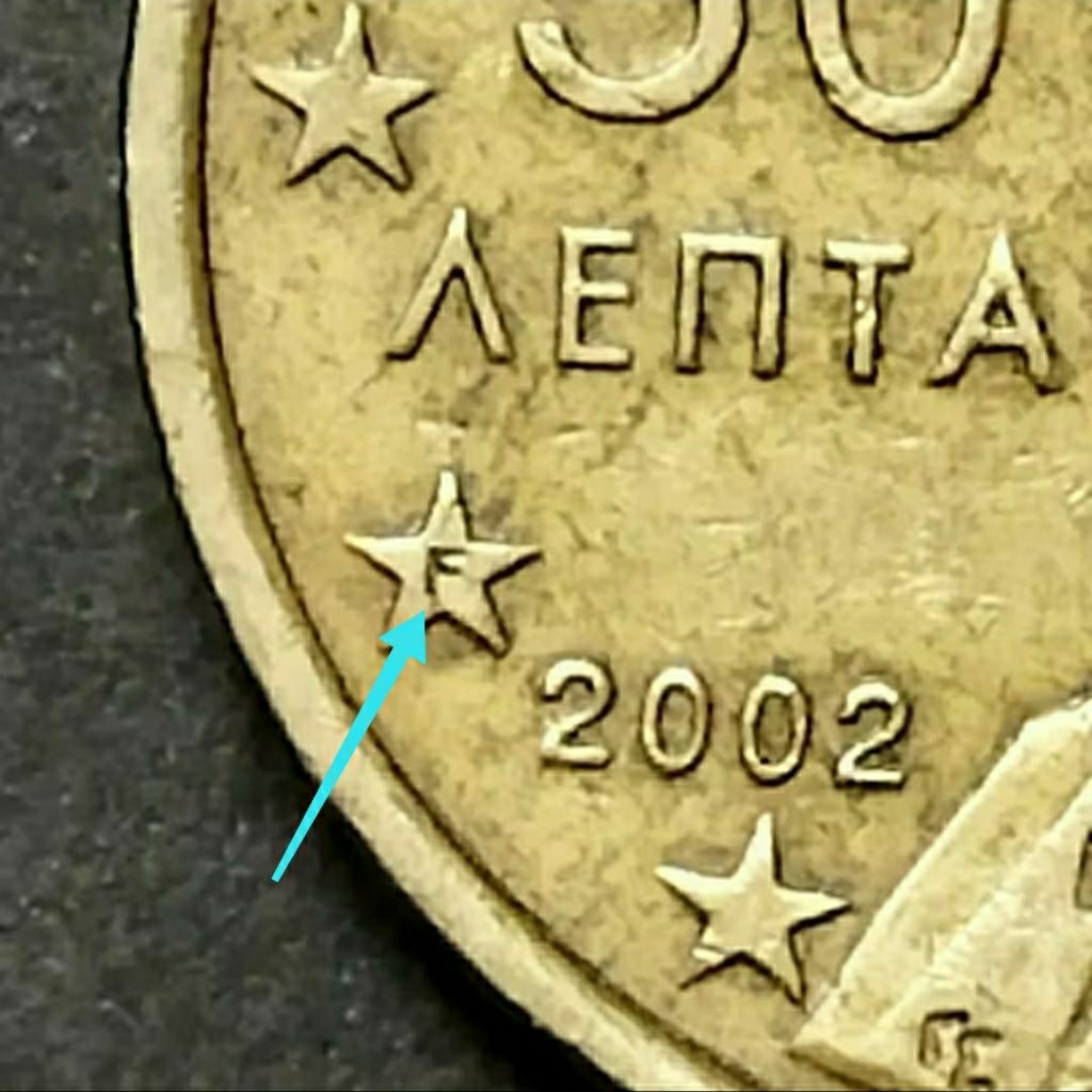 Koin 50 cent euro tahun 2002 Greece