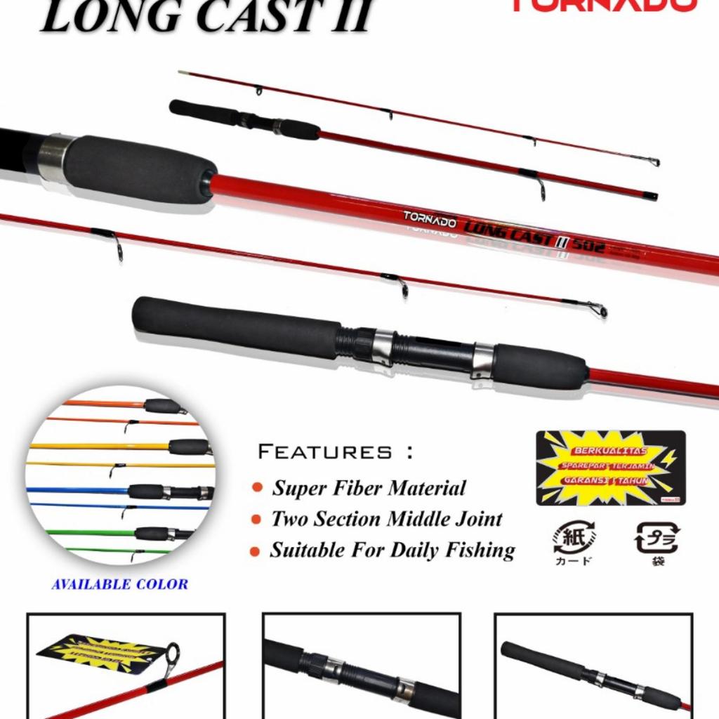 joran tornado long cast II 120 cm fiber tornado warna warni